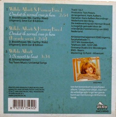 Willeke Alberti & Herman Brood : Omdat Ik Zoveel Van Je Hou (CD, Single)