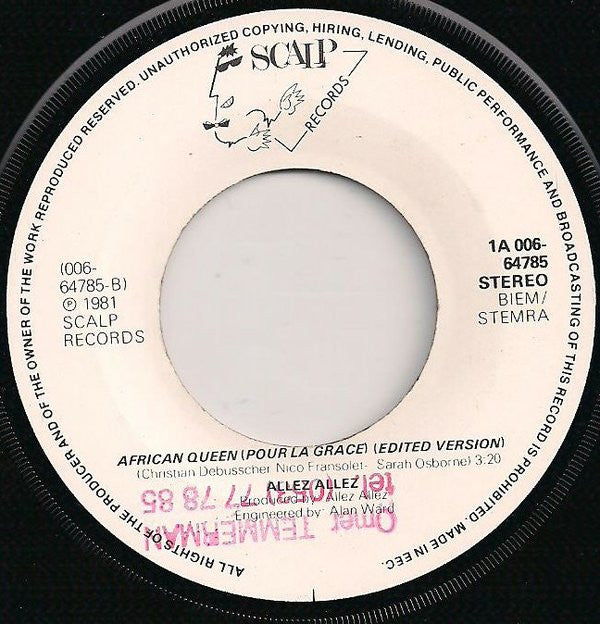 Allez Allez : Allez Allez / African Queen (7", Single)