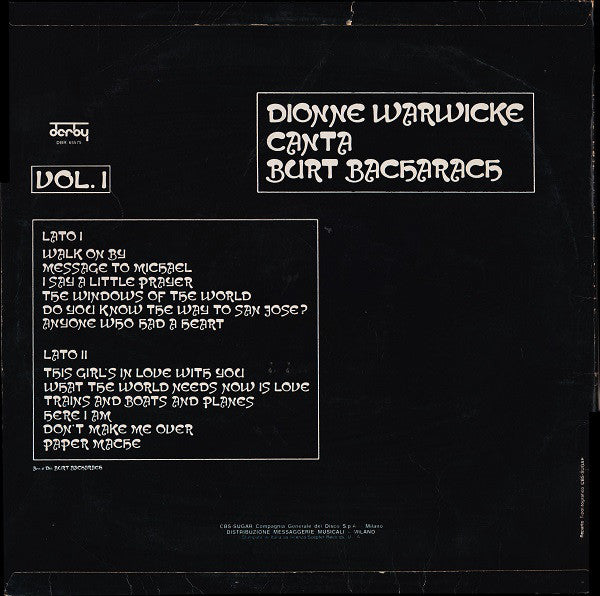 Dionne Warwick : Dionne Warwicke Canta Burt Bacharach Vol. I (LP, Comp)