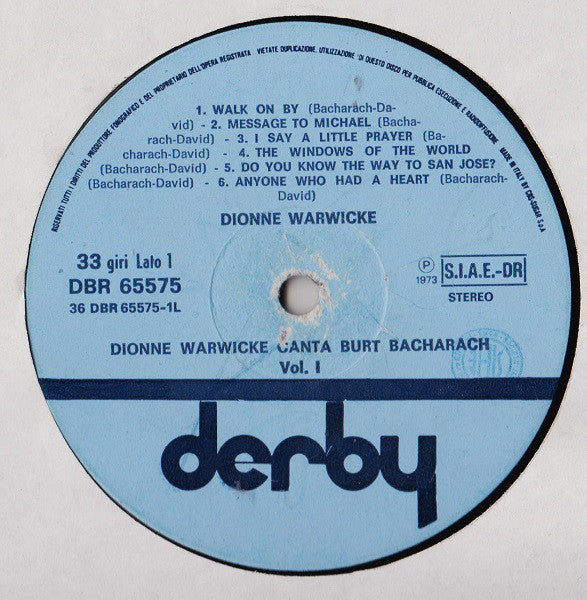 Dionne Warwick : Dionne Warwicke Canta Burt Bacharach Vol. I (LP, Comp)