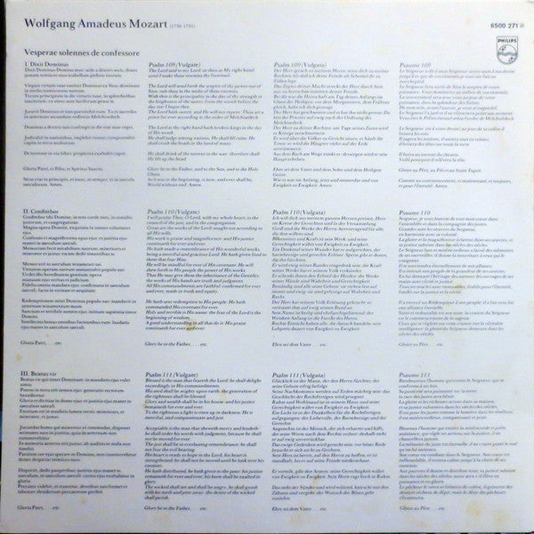 Wolfgang Amadeus Mozart — London Symphony Orchestra And London Symphony Chorus, Sir Colin Davis : Vesperae Solennes De Confessore K.339 / Exsultate Jubilate K.165 / Kyrie K.341 / Ave Verum Corpus K.618 (LP, Album)