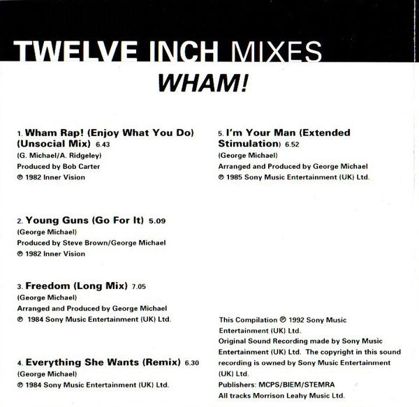 Wham! : Twelve Inch Mixes (CD, Comp, RE)