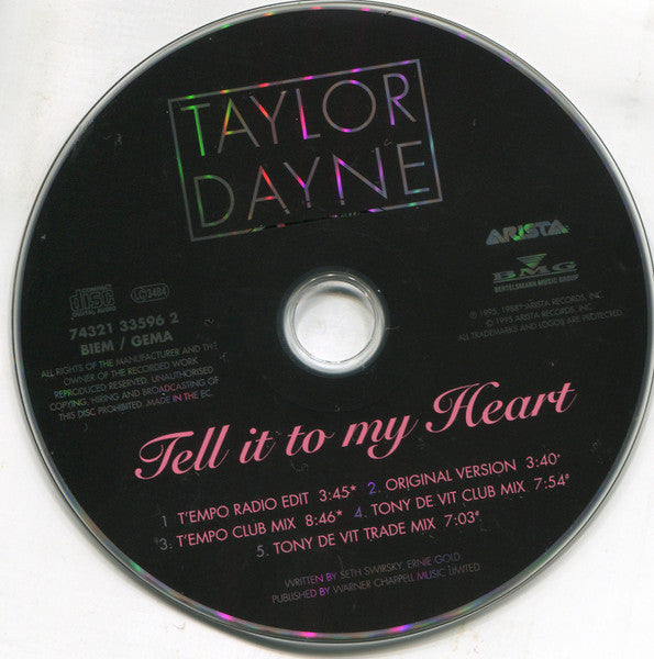 Taylor Dayne : Tell It To My Heart (CD, Single)