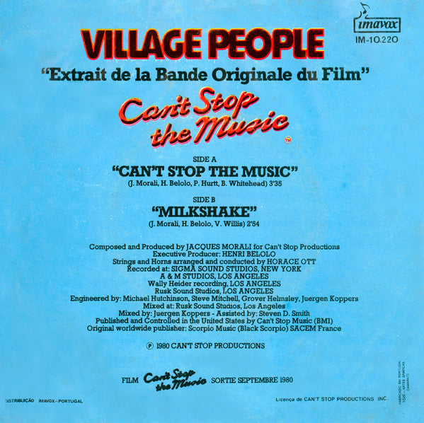 Village People : Can't Stop The Music (7", Single)