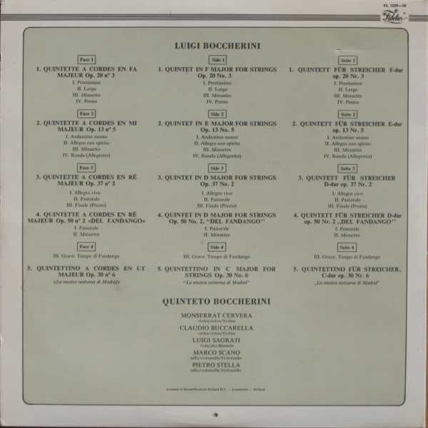 Boccherini*, Quinteto Boccherini* : Four Quintets For Strings - La Musica Notturna Di Madrid (2xLP)