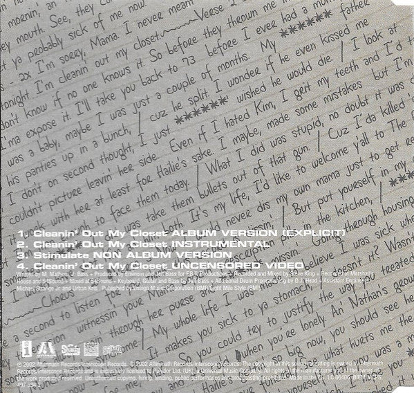 Eminem : Cleanin' Out My Closet (CD, Single, Enh)