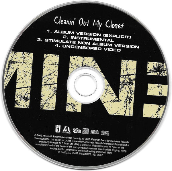 Eminem : Cleanin' Out My Closet (CD, Single, Enh)