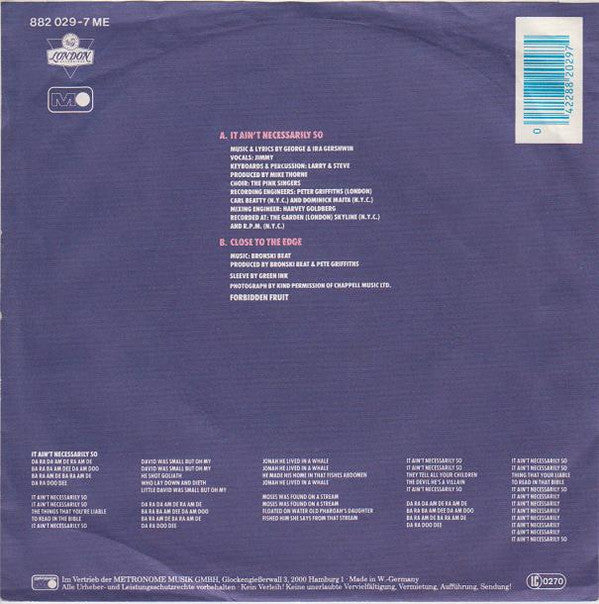 Bronski Beat : It Ain't Necessarily So (7", Single)