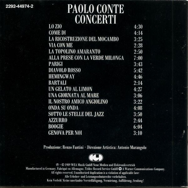 Paolo Conte : Concerti (CD, Album, RE)