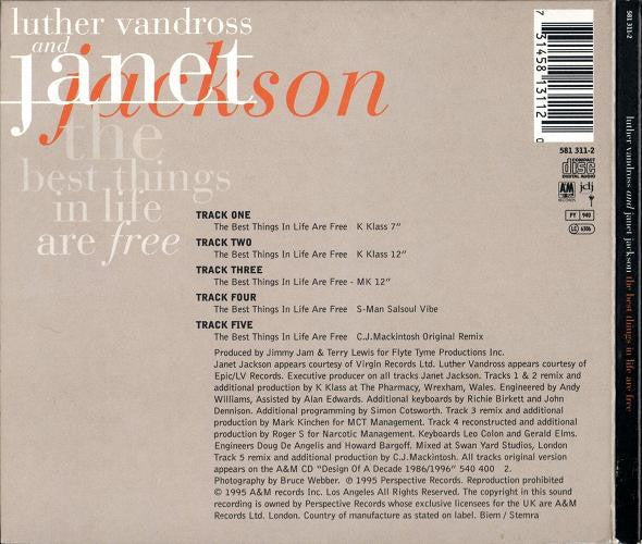 Luther Vandross & Janet Jackson : The Best Things In Life Are Free (CD, Single)