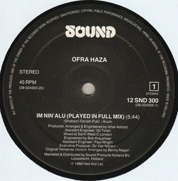 Ofra Haza : Im Nin'alu (Played In Full Mix) (12")