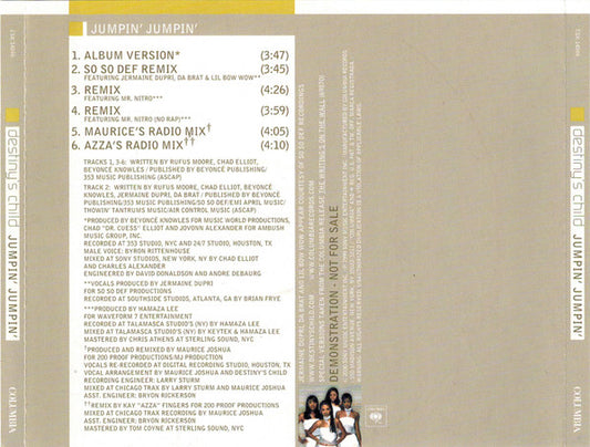Destiny's Child : Jumpin' Jumpin' (CD, Single, Promo)