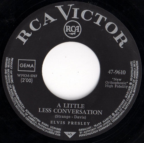 Elvis Presley : Almost In Love / A Little Less Conversation (7", Single, Mono)
