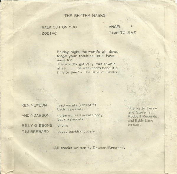Rhythm Hawks : The Rhythm Hawks (7", EP)
