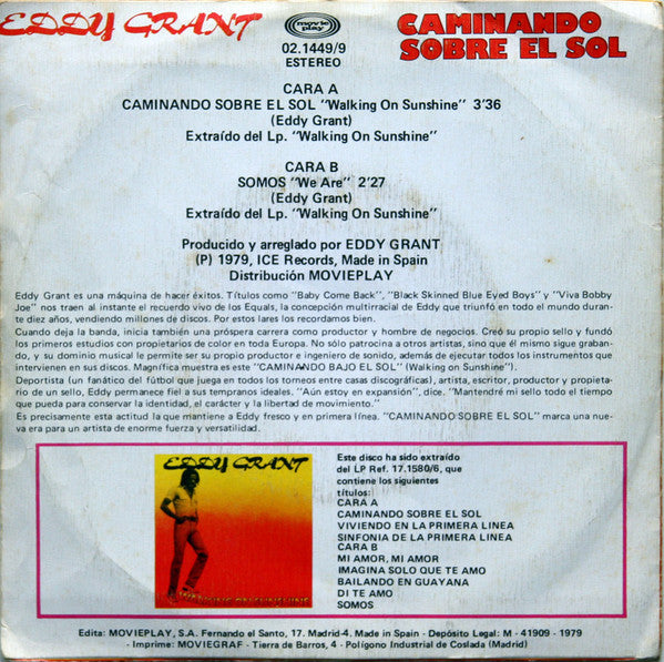 Eddy Grant : Caminando Sobre El Sol "Walking On Sunshine" (7", Single)