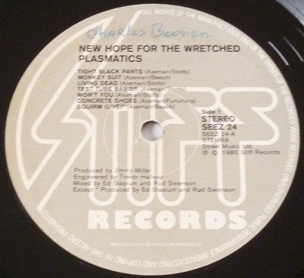 Plasmatics (2) : New Hope For The Wretched (LP, Album)