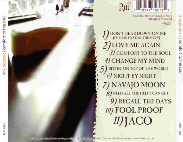 Ana Popović : Comfort To The Soul (CD, Album)