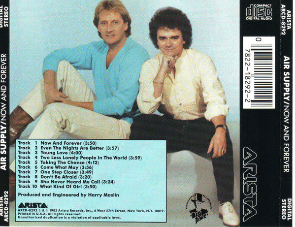 Air Supply : Now And Forever (CD, Album, RE)