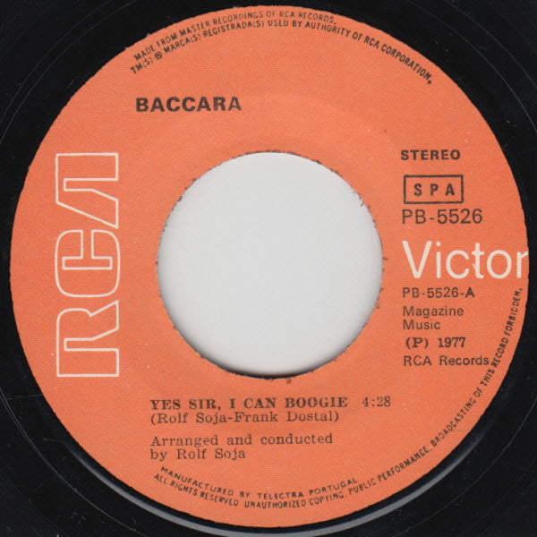 Baccara : Yes Sir, I Can Boogie / Cara Mia (7", Single)