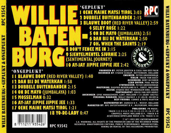 Willie Batenburg : Geplukt & Ongeplukt (CD, Album)