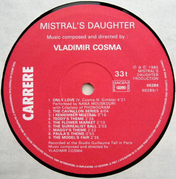 Vladimir Cosma : Mistral's Daughter (LP, Album)