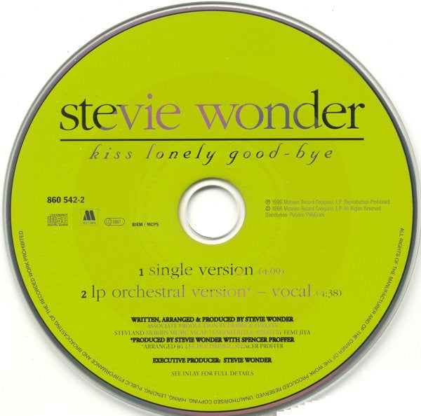 Stevie Wonder : Kiss Lonely Good-Bye (CD, Single)