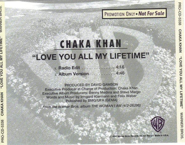 Chaka Khan : Love You All My Lifetime (CD, Single, Promo)
