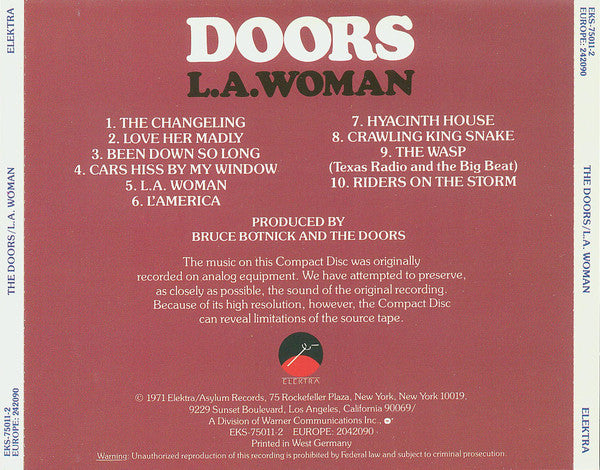The Doors : L.A. Woman (CD, Album, RE, Tar)