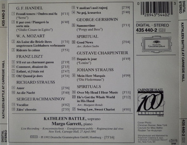 Kathleen Battle : At Carnegie Hall (CD, Album)