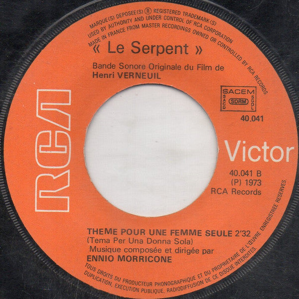 Ennio Morricone :  Le Serpent (7", Single)