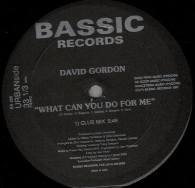 David Gordon : What Can You Do For Me / Destiny (12")