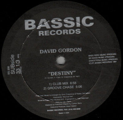 David Gordon : What Can You Do For Me / Destiny (12")
