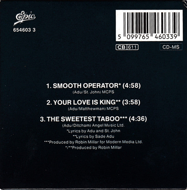 Sade : Smooth Operator / Your Love Is King / The Sweetest Taboo (CD, Mini, Maxi)