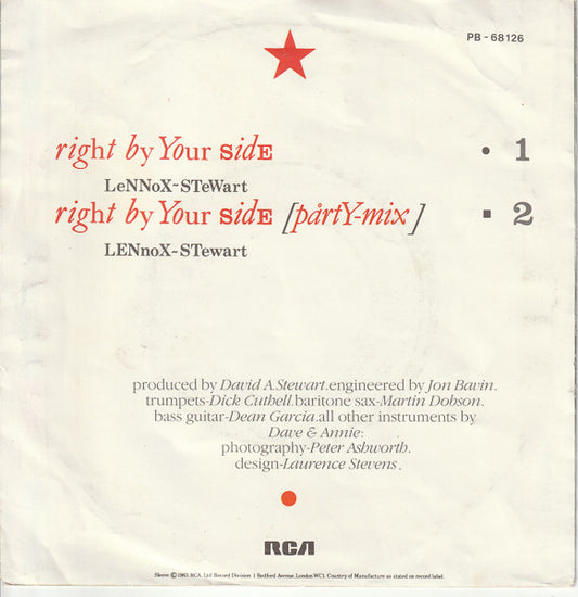 Eurythmics : Right By Your Side (7", Single)