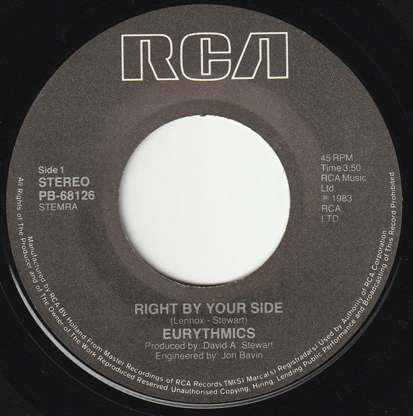 Eurythmics : Right By Your Side (7", Single)