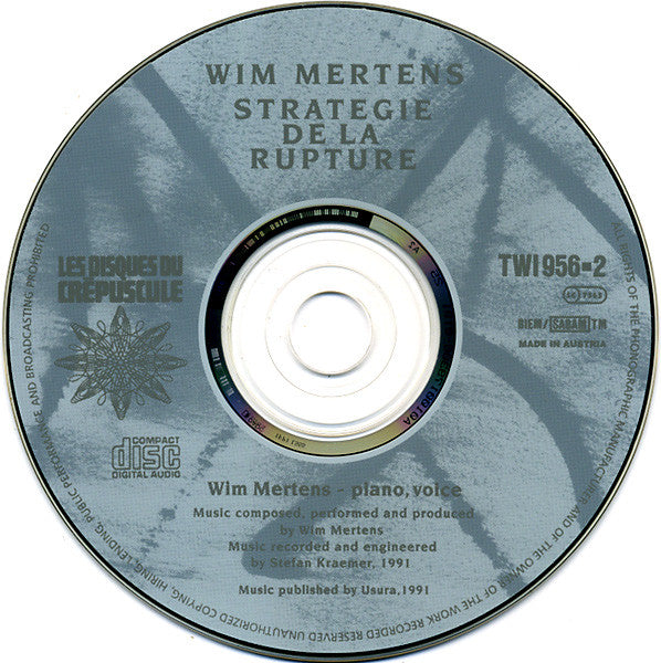 Wim Mertens : Strategie De La Rupture (CD, Album, RE)
