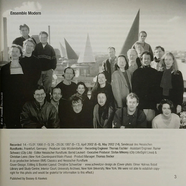 Steve Reich - Ensemble Modern : City Life • New York Counterpoint • Eight Lines • Violin Phase (CD, Album)