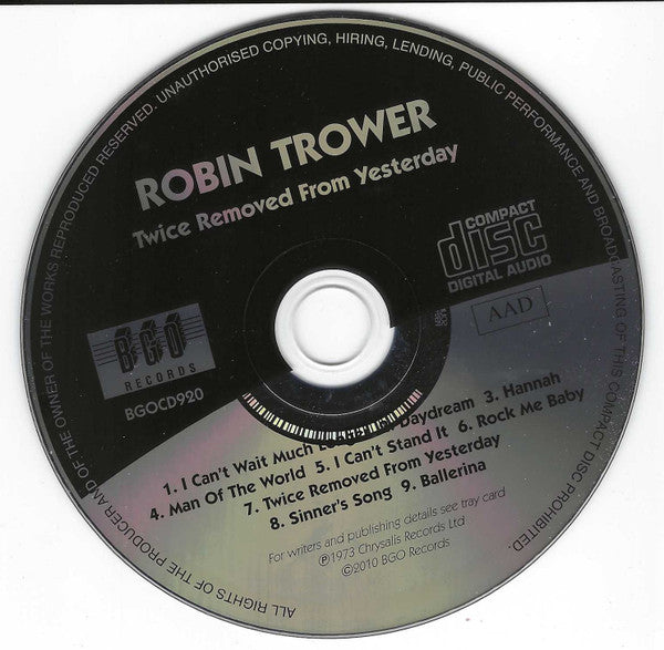 Robin Trower : Twice Removed From Yesterday (CD, Album, RE, RM)