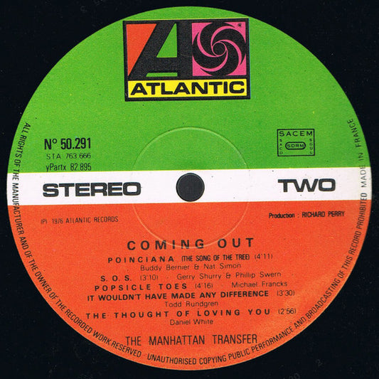 The Manhattan Transfer : Coming Out (LP, Album)