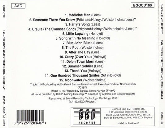 Barclay James Harvest : And Other Short Stories / Baby James Harvest (CD, Comp, RM)