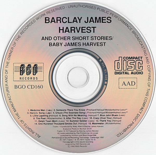 Barclay James Harvest : And Other Short Stories / Baby James Harvest (CD, Comp, RM)