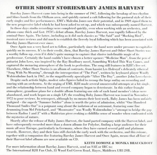 Barclay James Harvest : And Other Short Stories / Baby James Harvest (CD, Comp, RM)