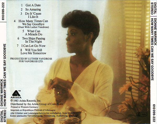 Dionne Warwick : How Many Times Can We Say Goodbye (CD, Album)