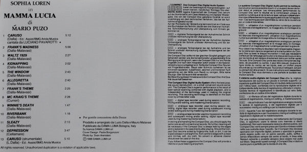 Mauro Malavasi, Lucio Dalla : Mamma Lucia (Colonna Sonora Originale Dello Sceneggiato Omonimo) (CD, Album)