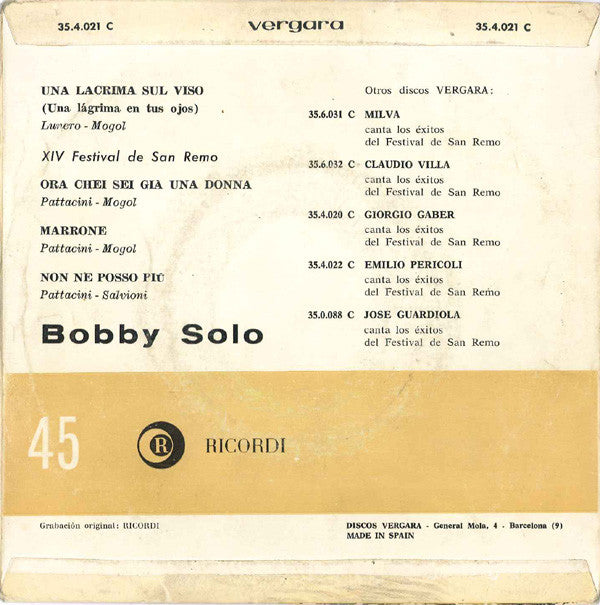 Bobby Solo : Festival San Remo 64 (7", EP)