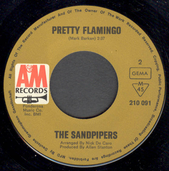The Sandpipers : Come Saturday Morning (7", Single, Mono)