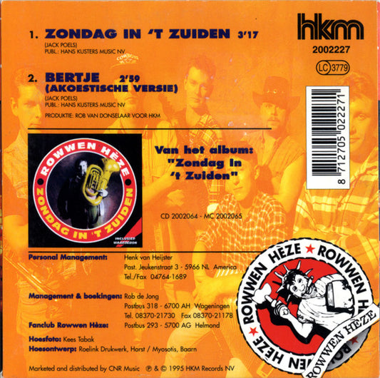 Rowwen Hèze : Zondag In 't Zuiden (CD, Single)