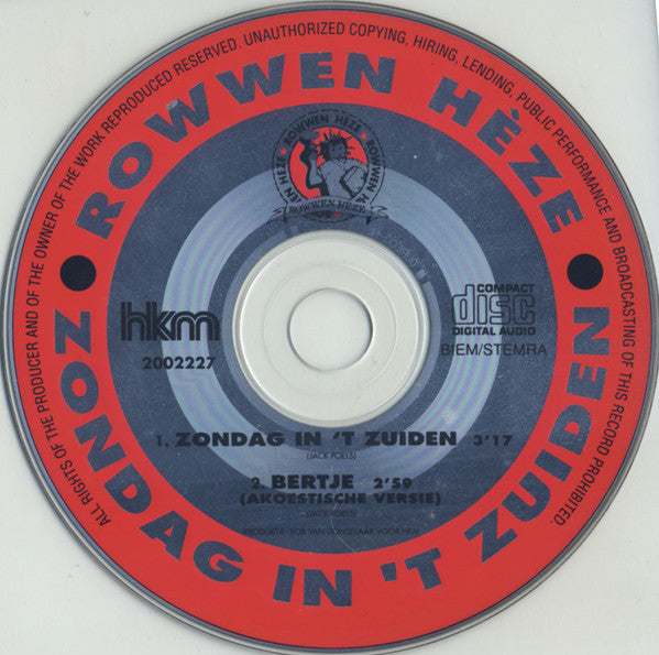 Rowwen Hèze : Zondag In 't Zuiden (CD, Single)