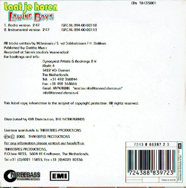 Lawineboys : Laat Je Horen (CD, Single)