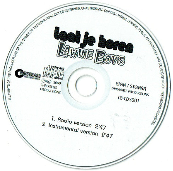 Lawineboys : Laat Je Horen (CD, Single)